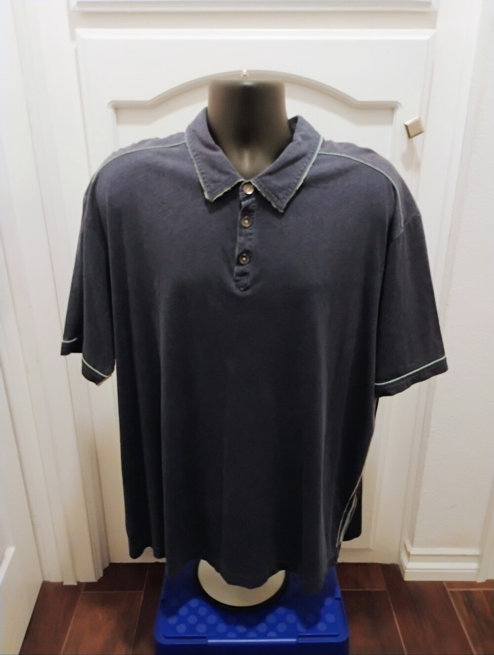 Tommy Bahama Blue Striped Short Sleeve Men's Polo Shirt Outer Stitched Size XXL